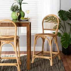 Top 10 👍 Baxton Studio Wina Modern Bohemian Natural Brown Rattan Counter Stool 🎉