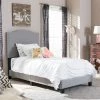 Coupon ❤️ Baxton Studio Bakchos Modern And Contemporary Beige Or Grey Upholstered Twin Size Arched Platform Bed With Nailheads 🎉