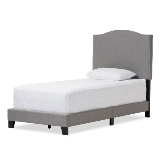 Coupon โค๏ธ Baxton Studio Bakchos Modern And Contemporary Beige Or Grey Upholstered Twin Size Arched Platform Bed With Nailheads ๐ - Image 3
