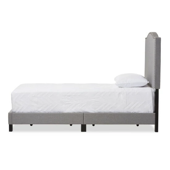 Coupon โค๏ธ Baxton Studio Bakchos Modern And Contemporary Beige Or Grey Upholstered Twin Size Arched Platform Bed With Nailheads ๐ - Image 4