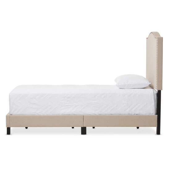 Coupon โค๏ธ Baxton Studio Bakchos Modern And Contemporary Beige Or Grey Upholstered Twin Size Arched Platform Bed With Nailheads ๐ - Image 8