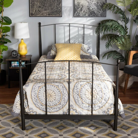 Best Sale 😀 Baxton Studio Lana Modern And Contemporary Black Metal Twin Size Platform Bed 🤩 - Image 6