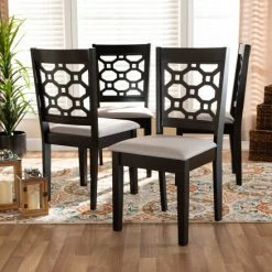 Best deal 💯 Baxton Studio Peter Modern And Contemporary 4-piece Dining Chair Set Off-white/brown 🔔