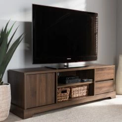 Brand new ๐ Contemporary Walnut Brown Finished Wood TV Stand By Baxton Studio ๐