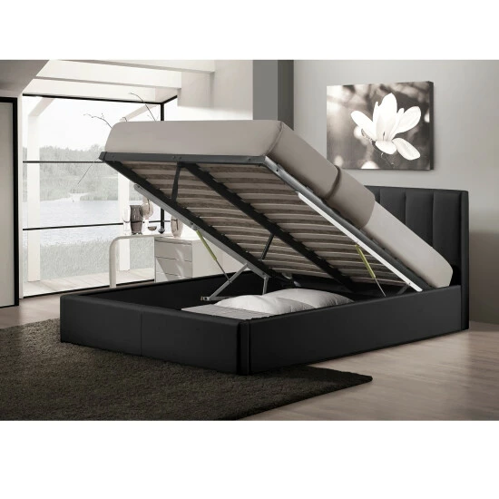 Best Pirce โจ Baxton Studio Templemore Contemporary Black Faux Leather Queen Storage Bed ๐