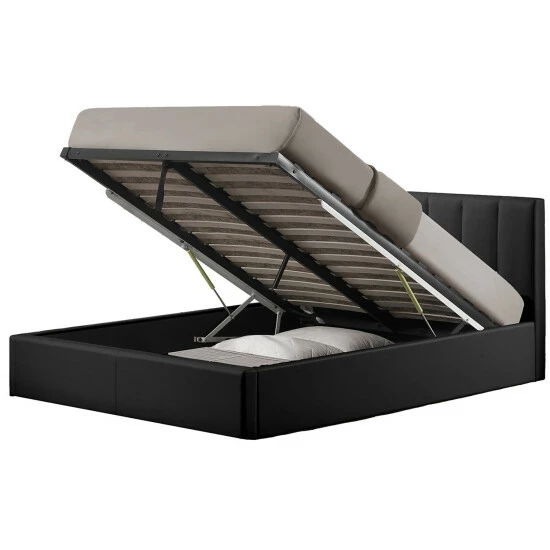 Best Pirce โจ Baxton Studio Templemore Contemporary Black Faux Leather Queen Storage Bed ๐ - Image 4