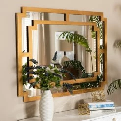 Best Pirce 🎁 Baxton Studio Dayana Modern And Contemporary Antique Gold Finished Wood Accent Wall Mirror ✨