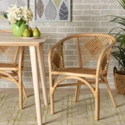 Flash Sale 😀 Baxton Studio Kagama Modern Bohemian Natural Brown Rattan Dining Chair 🛒