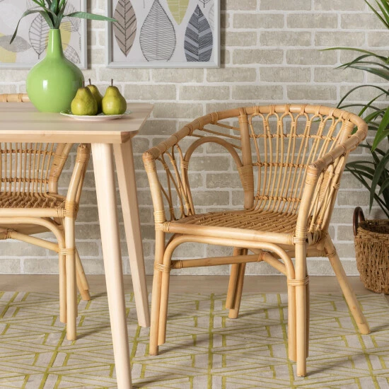 Budget โค๏ธ Baxton Studio Kaka Modern Bohemian Natural Brown Rattan Dining Chair ๐