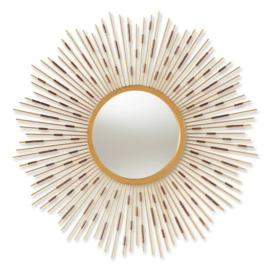 Cheapest โ๏ธ Contemporary Gold Round Wall Mirror By Baxton Studio โญ - Image 2