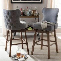 Buy 🧨 Baxton Studio Gradisca Modern And Contemporary 2-Piece Swivel Bar Stool Set Grey ✨