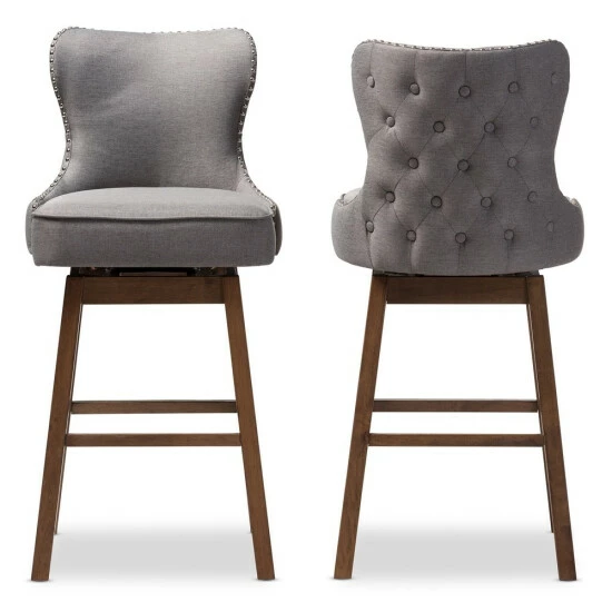 Buy ๐งจ Baxton Studio Gradisca Modern And Contemporary 2-Piece Swivel Bar Stool Set Grey โจ - Image 2