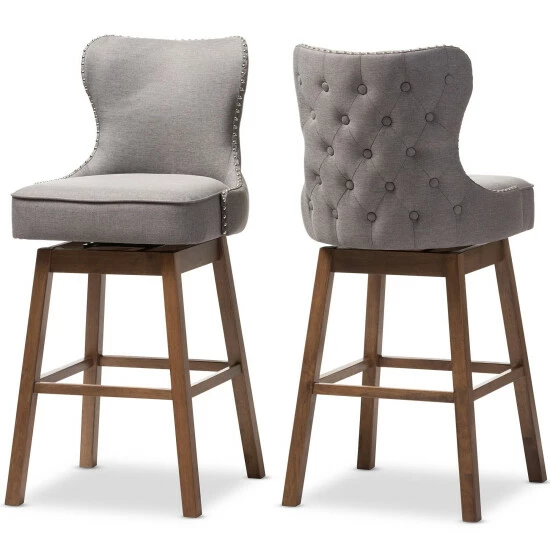 Buy ๐งจ Baxton Studio Gradisca Modern And Contemporary 2-Piece Swivel Bar Stool Set Grey โจ - Image 3