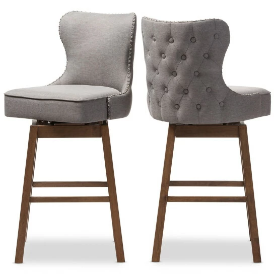 Buy ๐งจ Baxton Studio Gradisca Modern And Contemporary 2-Piece Swivel Bar Stool Set Grey โจ - Image 5