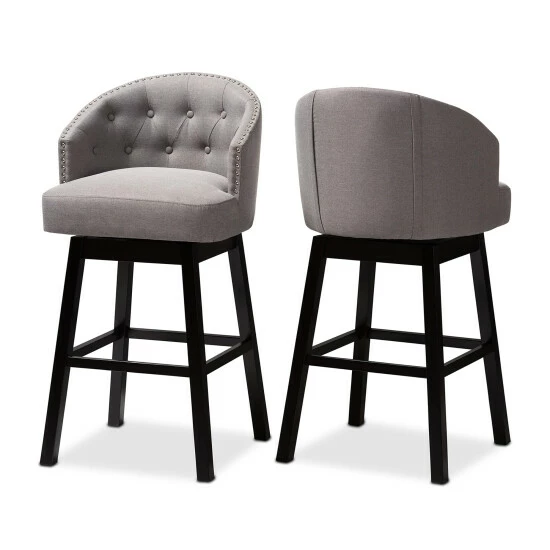 Promo ๐ Baxton Studio Transitional Swivel Bar Stool (Set Of 2) Grey ๐ฅฐ - Image 3