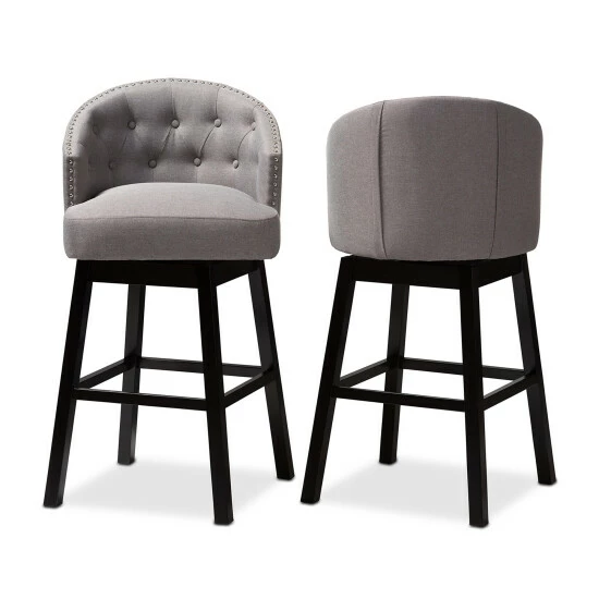 Promo ๐ Baxton Studio Transitional Swivel Bar Stool (Set Of 2) Grey ๐ฅฐ - Image 4