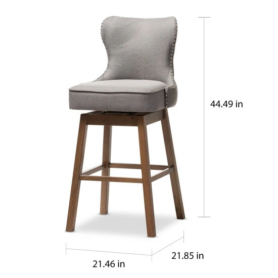 Buy ๐งจ Baxton Studio Gradisca Modern And Contemporary 2-Piece Swivel Bar Stool Set Grey โจ - Image 8