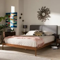 Best reviews of 🥰 Mid-Century Platform Bed By Baxton Studio Grey 🎁