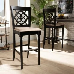 Hot Sale 🌟 Baxton Studio Alexandra Modern And Contemporary 2-Piece Bar Stool Set Grey/espresso Brown 🔔