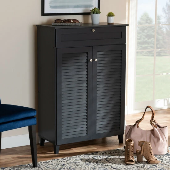 Cheap ✔️ Baxton Studio Contemporary 5-shelf/1-drawer Wood 👟 Shoe Storage Cabinet Dark Gray 😉