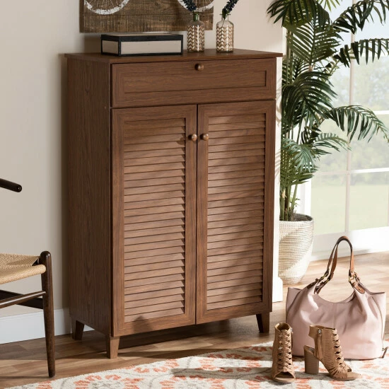 Cheap ✔️ Baxton Studio Contemporary 5-shelf/1-drawer Wood 👟 Shoe Storage Cabinet Dark Gray 😉 - Image 2