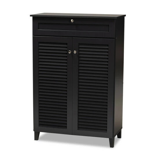 Cheap ✔️ Baxton Studio Contemporary 5-shelf/1-drawer Wood 👟 Shoe Storage Cabinet Dark Gray 😉 - Image 3