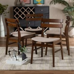 Deals ๐งจ Baxton Studio Devlin Mid-Century Modern Transitional 4-Piece Dining Chair Set Light Grey ๐
