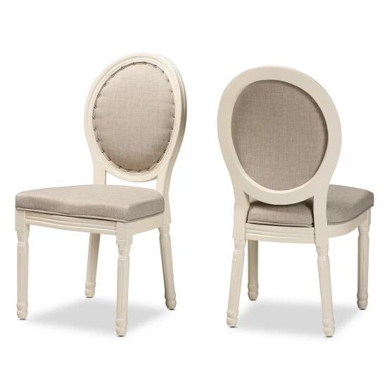 Deals ❤️ Baxton Studio Louis Traditional & French Inspired Wood Dining Chair Set(2PC) Grey, White 💯 - Image 2