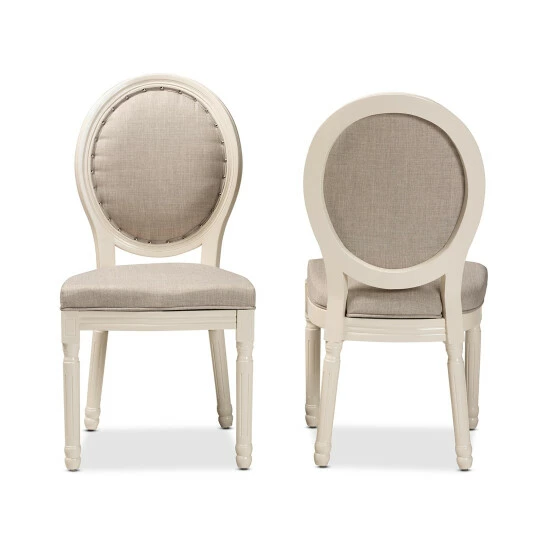 Deals ❤️ Baxton Studio Louis Traditional & French Inspired Wood Dining Chair Set(2PC) Grey, White 💯 - Image 3