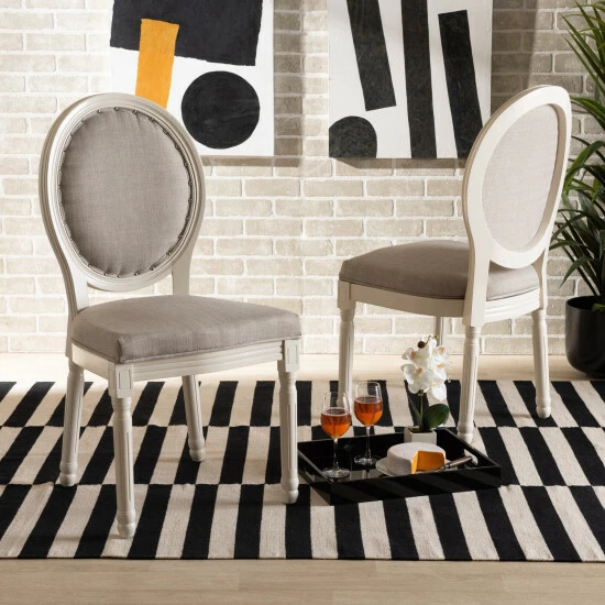 Deals ❤️ Baxton Studio Louis Traditional & French Inspired Wood Dining Chair Set(2PC) Grey, White 💯 - Image 8