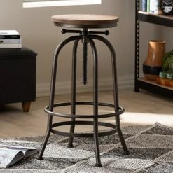 Deals ๐คฉ Industrial Rust-Finished Adjustable Swivel Bar Stool By Baxton Studio ๐งจ