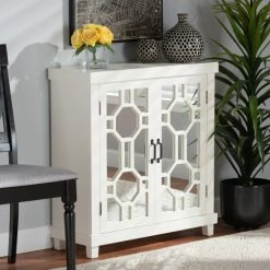 Deals 😍 Baxton Studio Carlena Modern And Contemporary White Finished Wood And Mirrored Glass 2-Door Sideboard 🔔