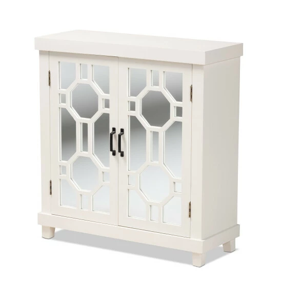 Deals ๐ Baxton Studio Carlena Modern And Contemporary White Finished Wood And Mirrored Glass 2-Door Sideboard ๐ - Image 2