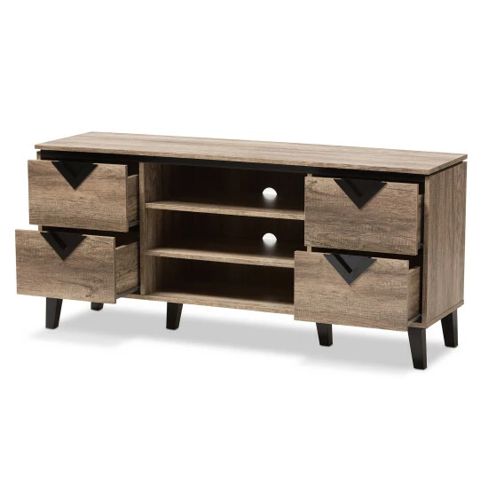 Best Pirce ๐ Contemporary Light Brown Wood 4-Drawer 55-Inch TV Stand By Baxton Studio ๐ - Image 4