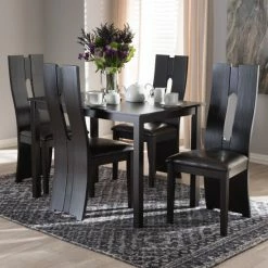 Top 10 ⭐ Contemporary Brown Faux Leather 5-Piece Dining Set By Baxton Studio 🤩