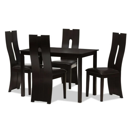 Top 10 ⭐ Contemporary Brown Faux Leather 5-Piece Dining Set By Baxton Studio 🤩 - Image 2
