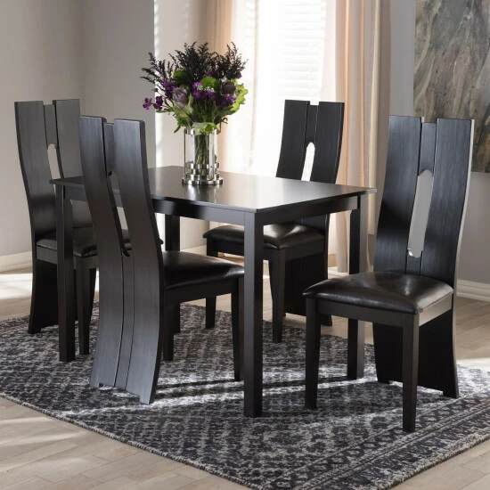 Top 10 ⭐ Contemporary Brown Faux Leather 5-Piece Dining Set By Baxton Studio 🤩 - Image 6
