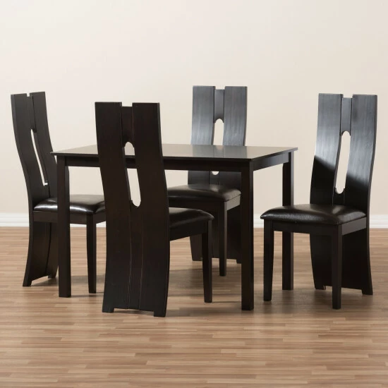 Top 10 ⭐ Contemporary Brown Faux Leather 5-Piece Dining Set By Baxton Studio 🤩 - Image 7
