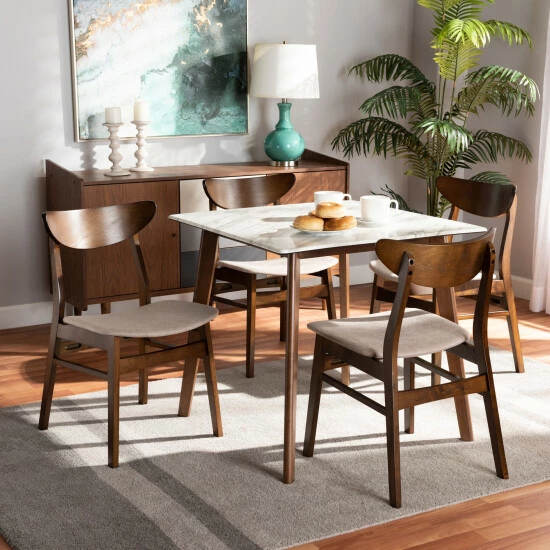 Outlet ๐ Baxton Studio Paras Mid-Century Modern Transitional 5-PC Dining Set Grey ๐