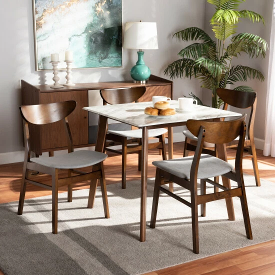 Outlet ๐ Baxton Studio Paras Mid-Century Modern Transitional 5-PC Dining Set Grey ๐ - Image 2