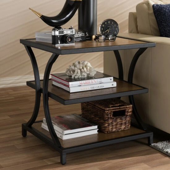 Best Pirce โจ Rustic Brown And Black End Table By Baxton Studio ๐