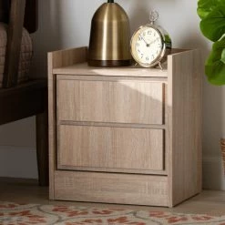 Top 10 ⌛ Baxton Studio Hale Modern And Contemporary Wood 1-Door Nightstand Oak 👍