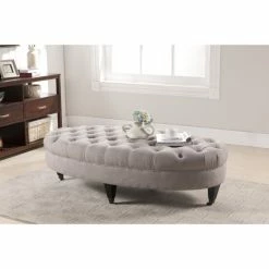 Deals 🎉 Baxton Studio Brighton Linen Modern Tufted Ottoman Beige ✔️