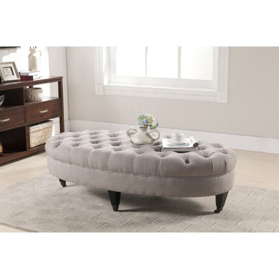 Deals ๐ Baxton Studio Brighton Linen Modern Tufted Ottoman Beige โ๏ธ