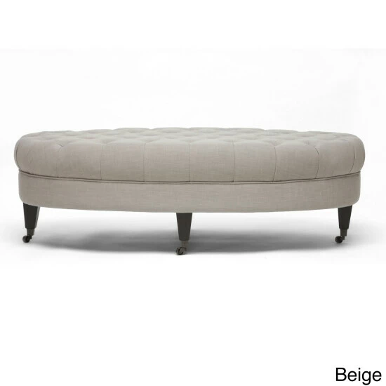 Deals ๐ Baxton Studio Brighton Linen Modern Tufted Ottoman Beige โ๏ธ - Image 3