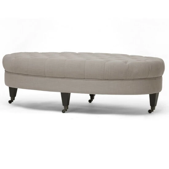 Deals ๐ Baxton Studio Brighton Linen Modern Tufted Ottoman Beige โ๏ธ - Image 4