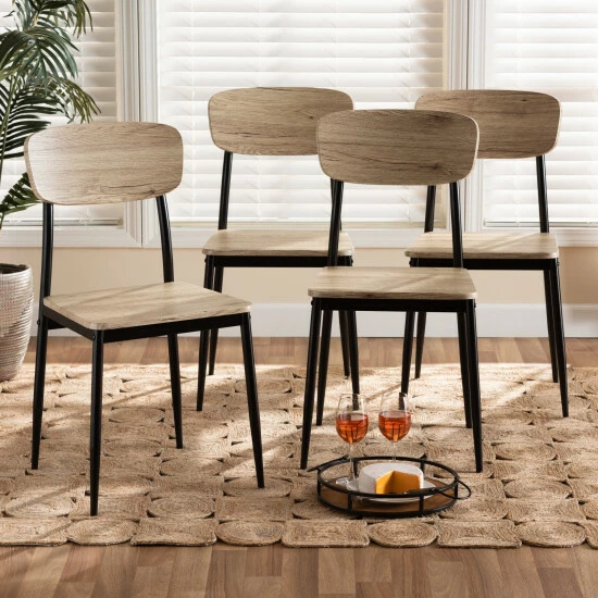 Cheapest ๐ Baxton Studio Honore Mid-Century Modern Wood And Metal Dining Chair Set (4pc)-Brown ๐ฅฐ