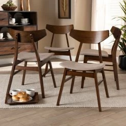 Cheap ๐ Baxton Studio Danica Mid-Century Modern Transitional 4-Piece Dining Chair Set Light Grey ๐