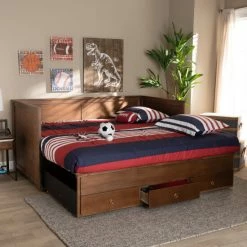 Flash Sale 🧨 Baxton Studio Thomas Classic And Traditional Expandable Twin To King Size Daybed Walnut 🎉