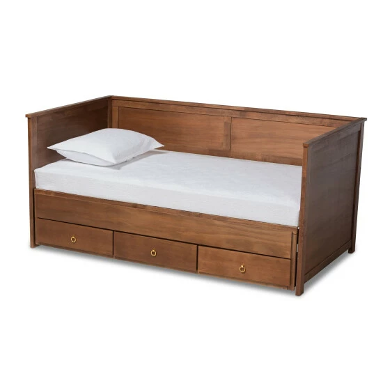 Flash Sale ๐งจ Baxton Studio Thomas Classic And Traditional Expandable Twin To King Size Daybed Walnut ๐ - Image 3